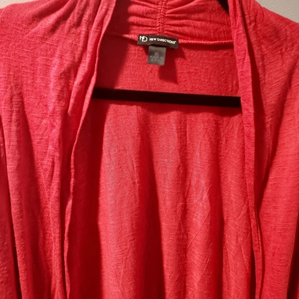 New Directions Red Open Front Long Sleeve Cardigan in Size XL - Picture 3 of 9